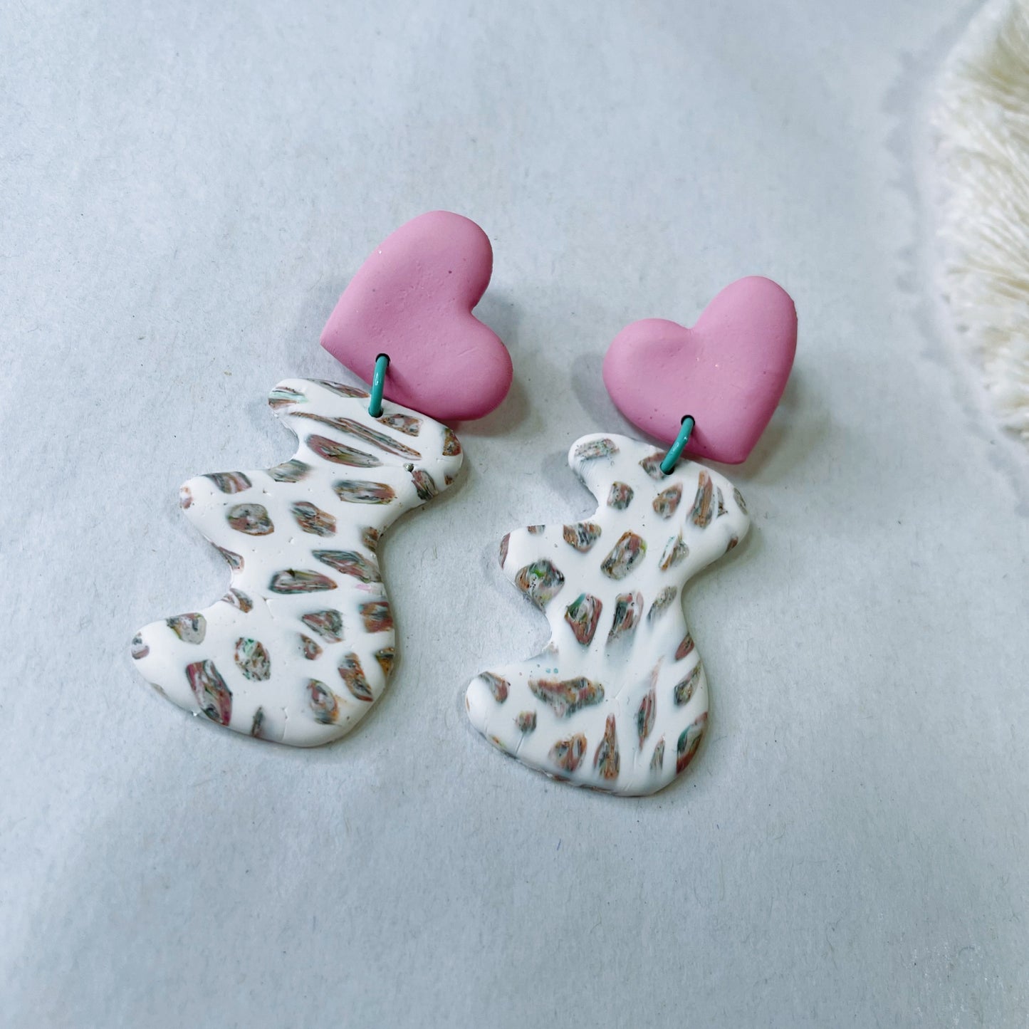 Pink Heart Wavy Earrings $25