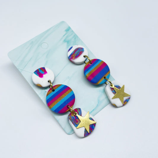 Star Multicolor Lines Earrings $22
