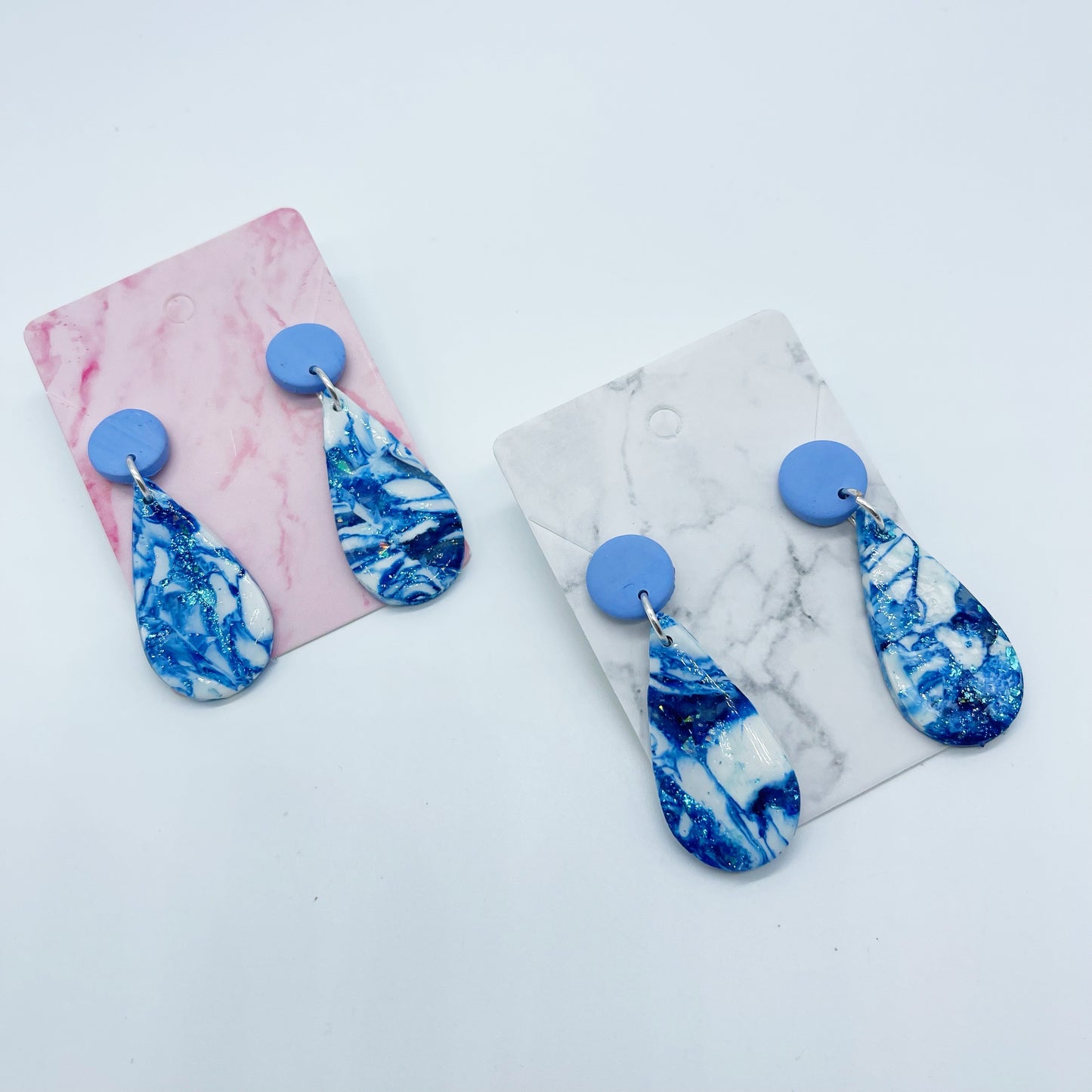 Marble Blue Drop Earrings $20