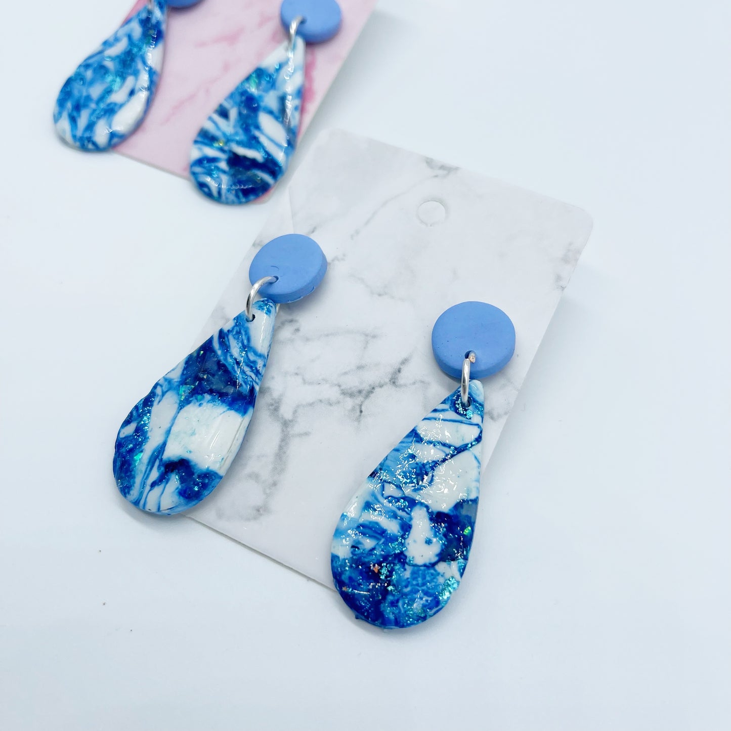 Marble Blue Drop Earrings $20