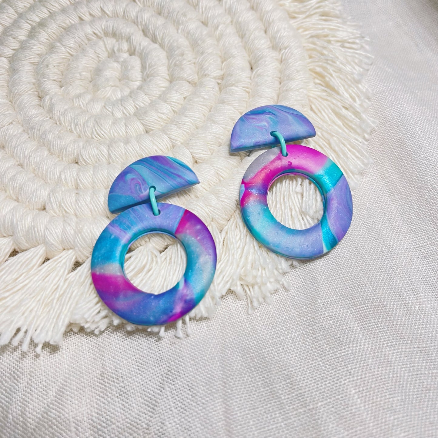 Purple Circle Earrings $25