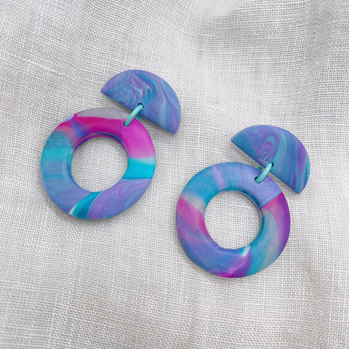 Purple Circle Earrings $25